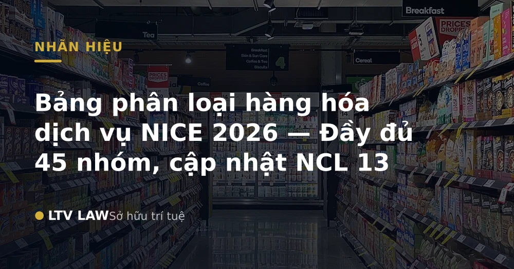 Bảng phân loại hàng hóa dịch vụ NICE 2026 — Đầy đủ 45 nhóm, cập nhật NCL 13